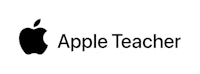 the apple teacher logo is shown on a white background