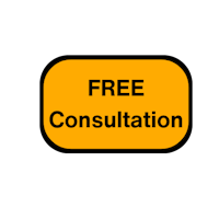 a free consultation sign on a black background