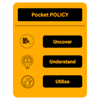 a yellow and black icon with the words'pocket policy'