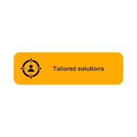 a yellow button with the word tailored solutions on it